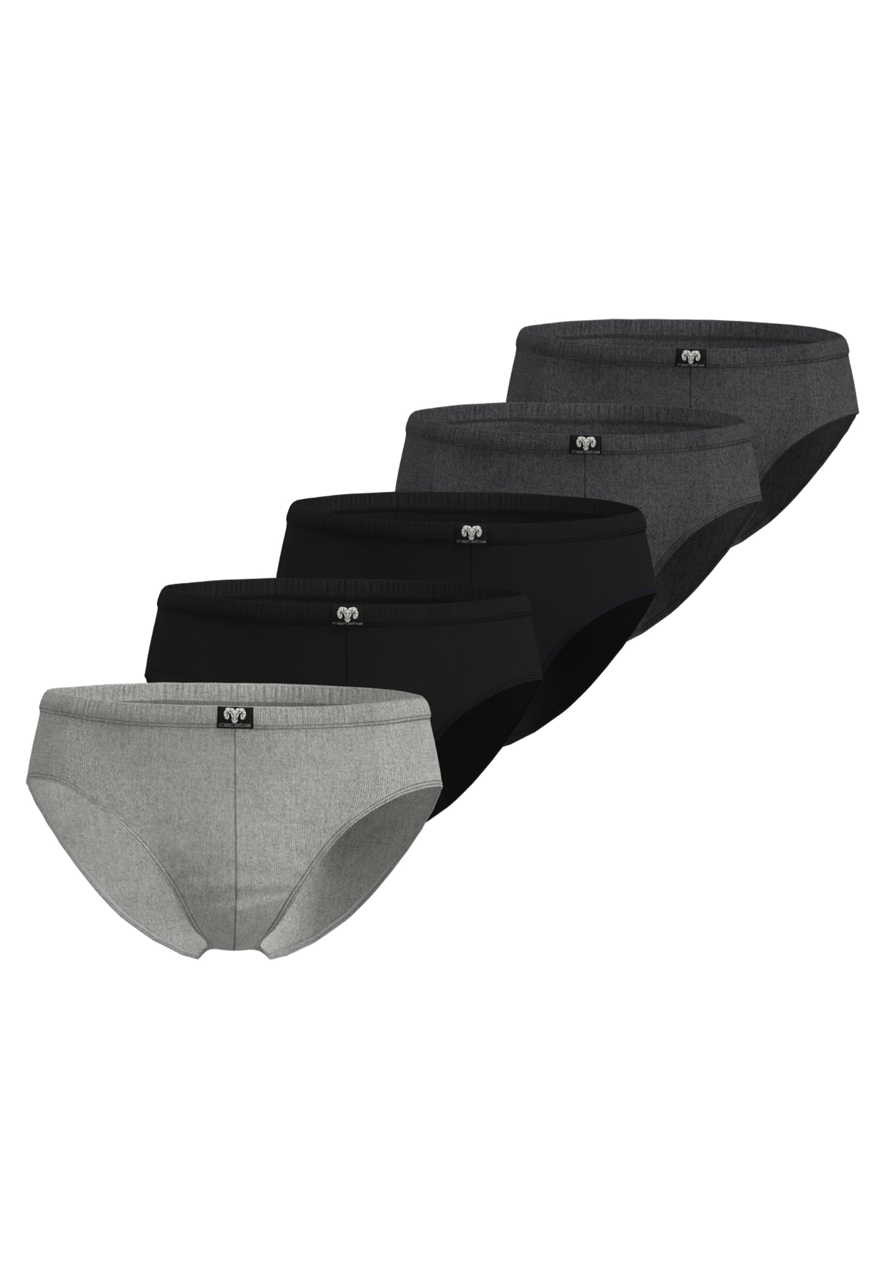 CECEBA Herren Slip grau uni 5er Pack