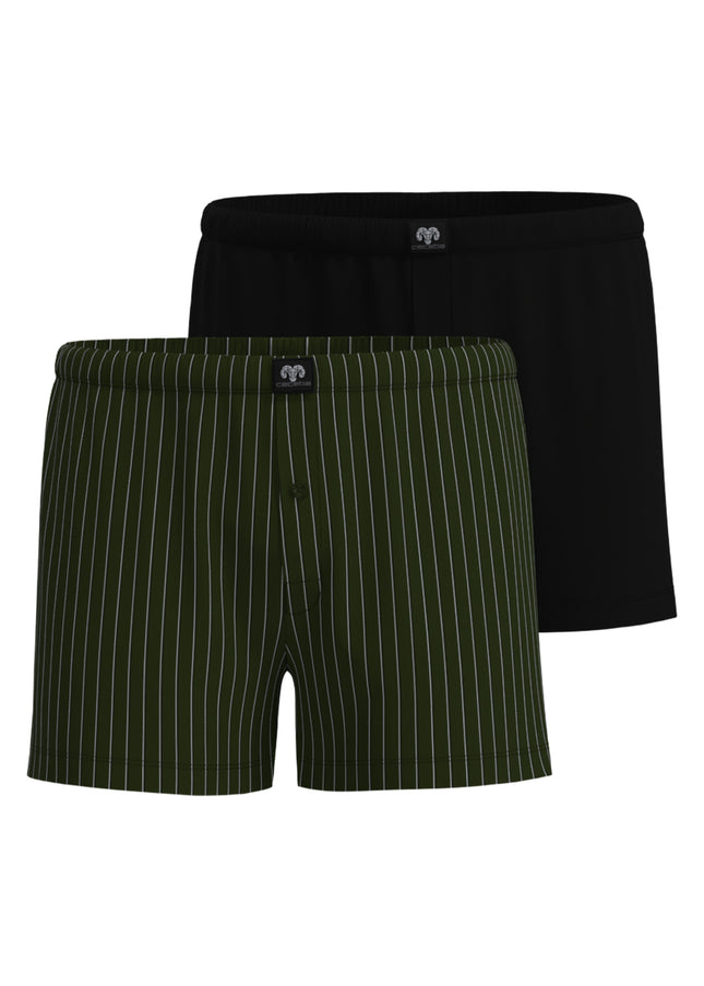 CECEBA Herren Boxershort grün bedruckt 2er Pack