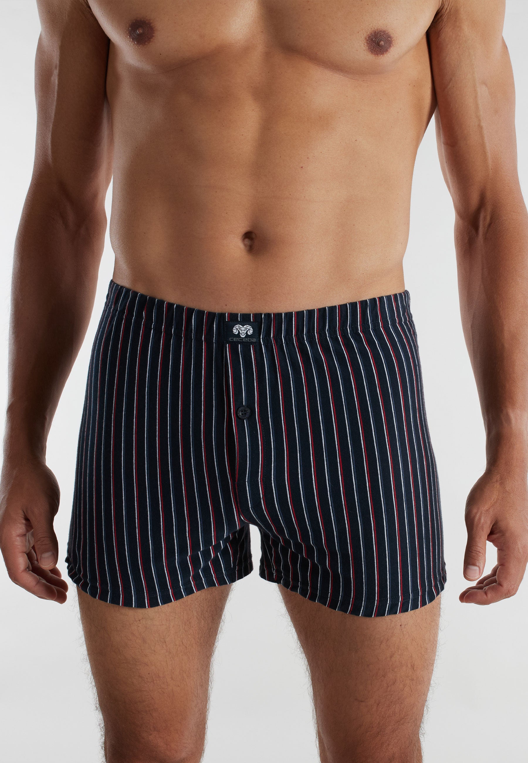 CECEBA Herren Boxershort blau längsgestreift 2er Pack