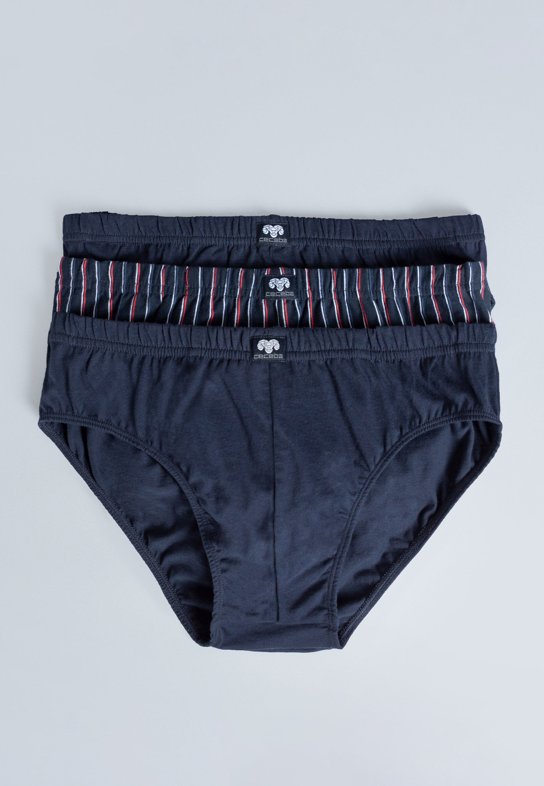 CECEBA Herren Slip blau längsgestreift 3er Pack