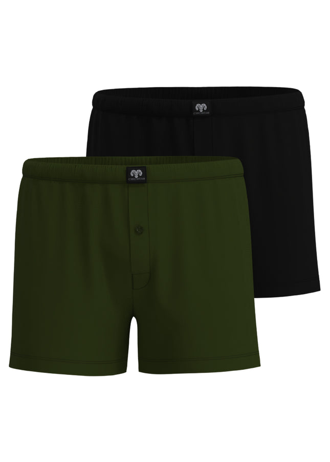 CECEBA Herren Boxershort grün uni 2er Pack