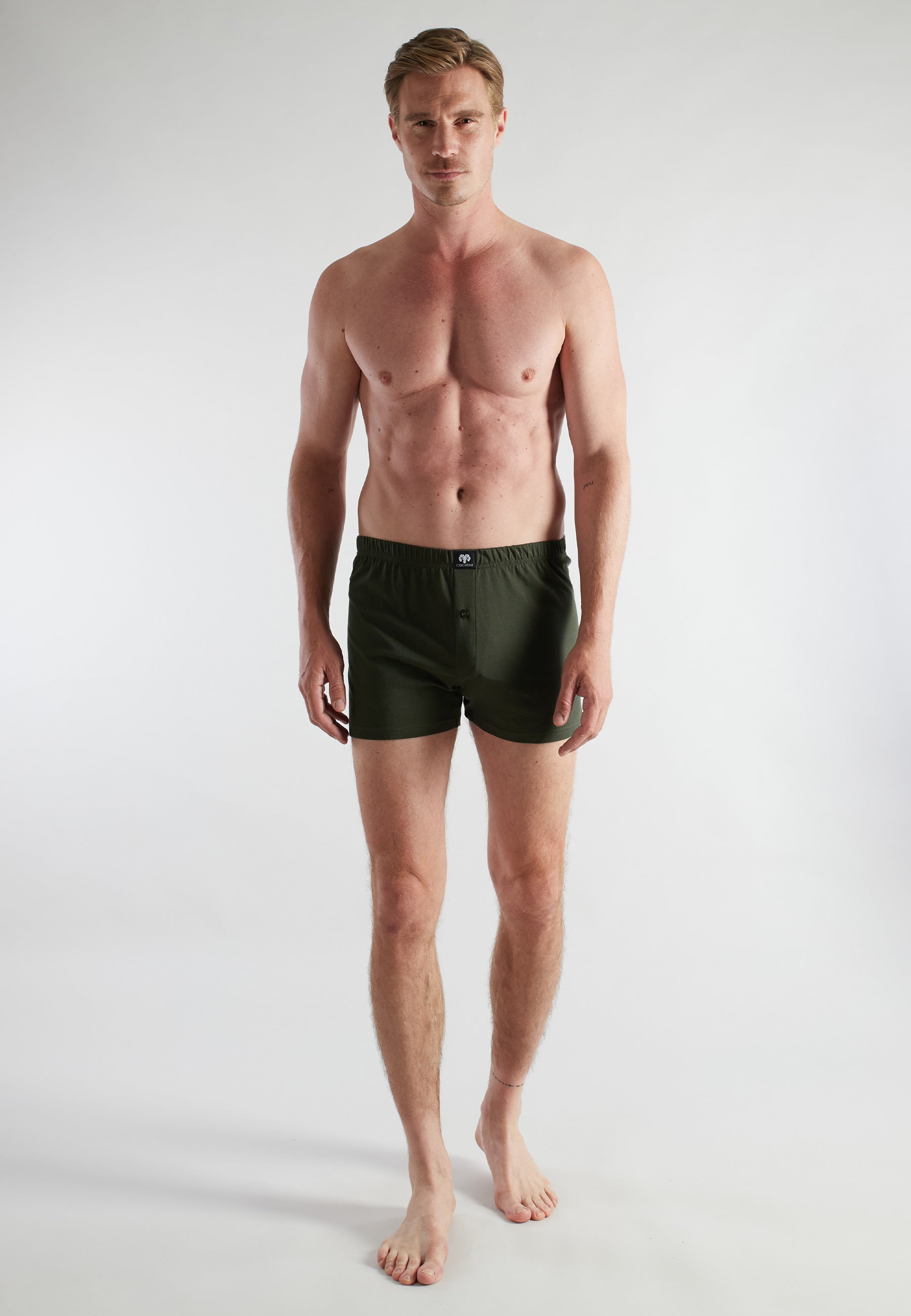 CECEBA Herren Boxershort grün uni 2er Pack