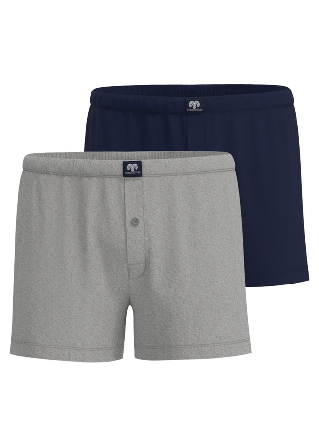 CECEBA Herren Boxershort grau uni 2er Pack