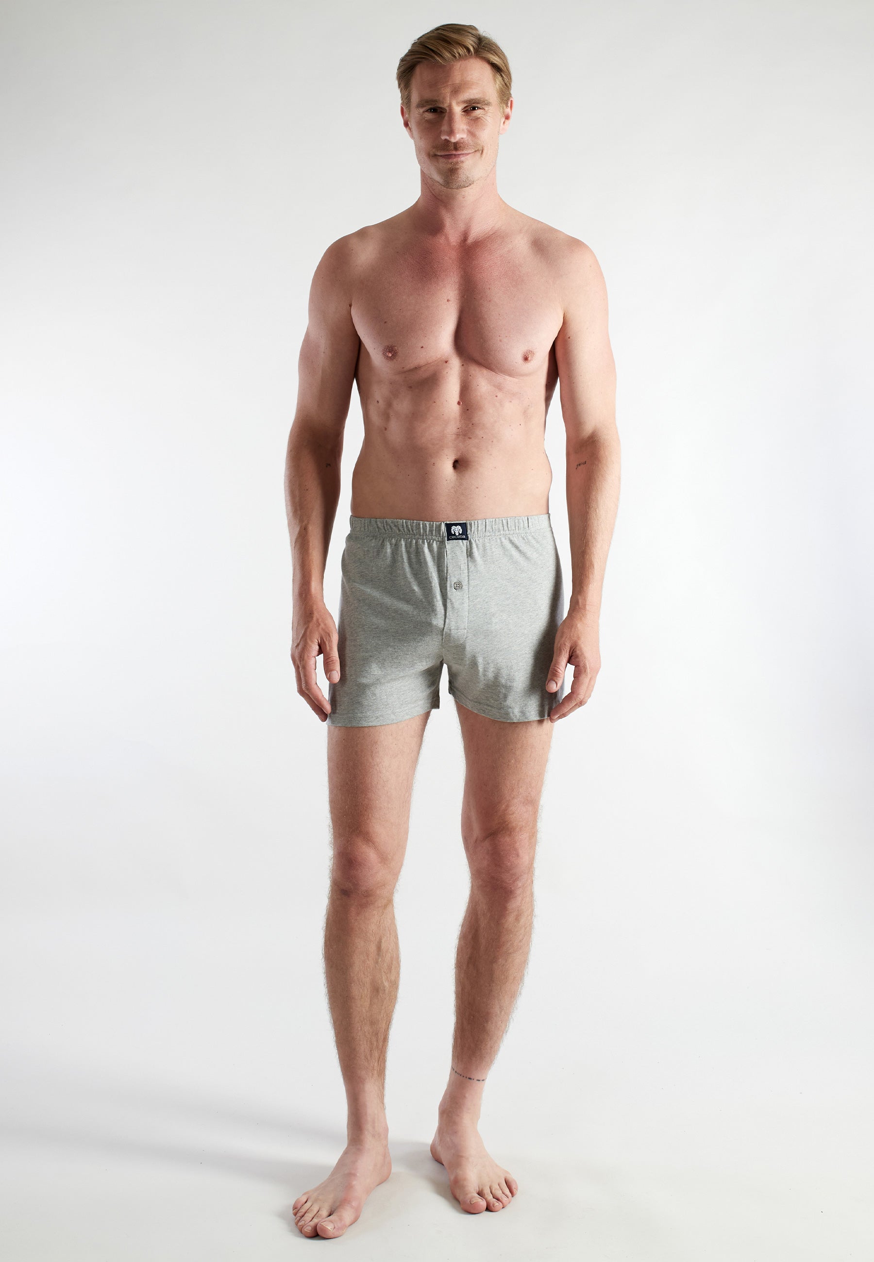 CECEBA Herren Boxershort grau uni 2er Pack