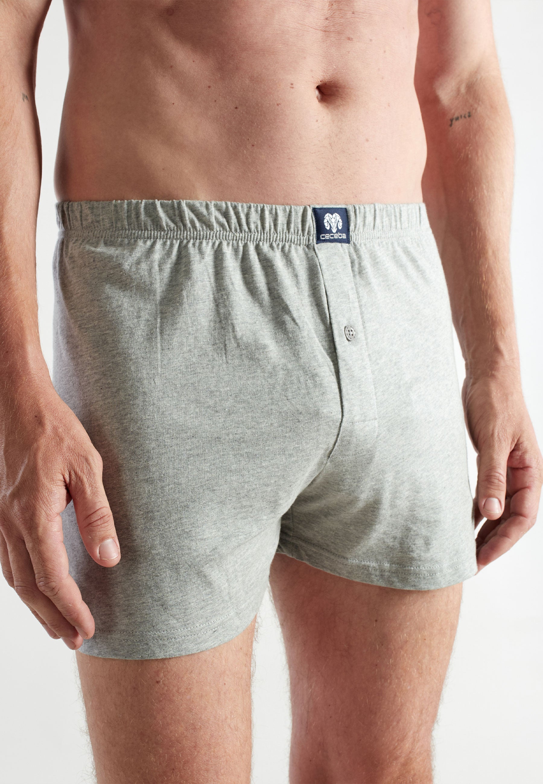 CECEBA Herren Boxershort grau uni 2er Pack