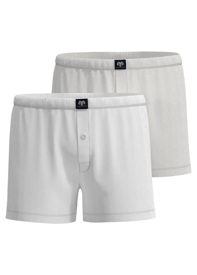 CECEBA men's boxer shorts white plain 2-pack