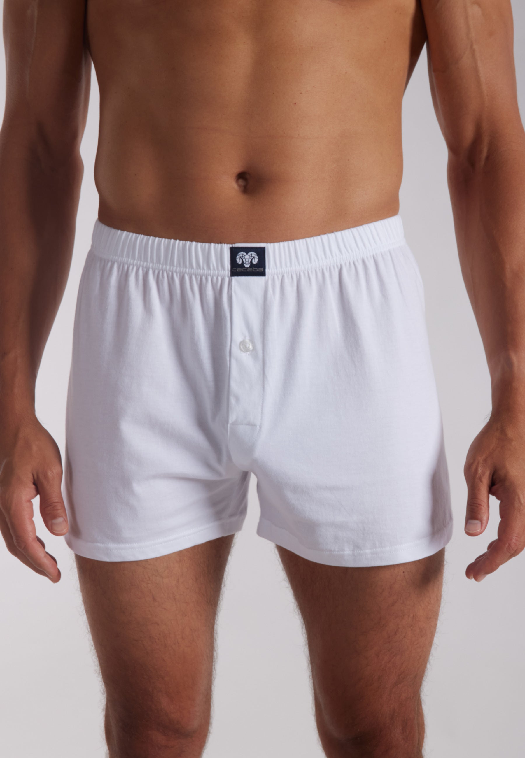 CECEBA Herren Boxershort weiß uni 2er Pack