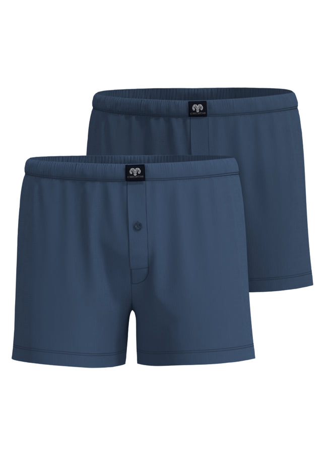 CECEBA men's boxer shorts, blue, plain, pack of 2