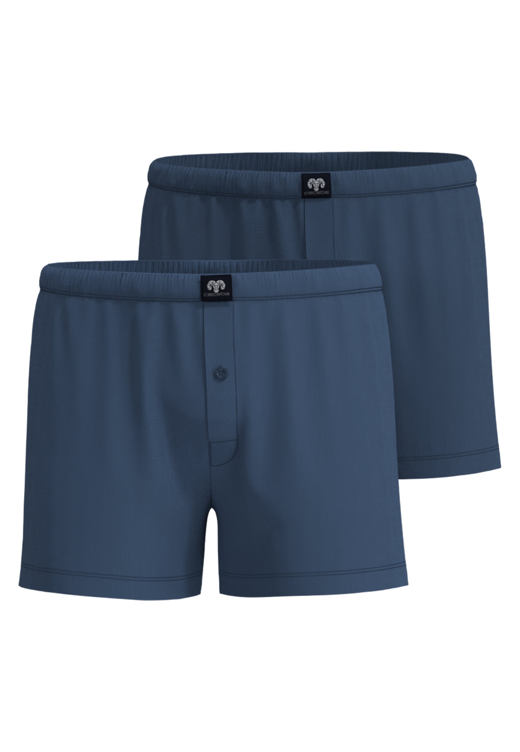 CECEBA men's boxer shorts, blue, plain, pack of 2