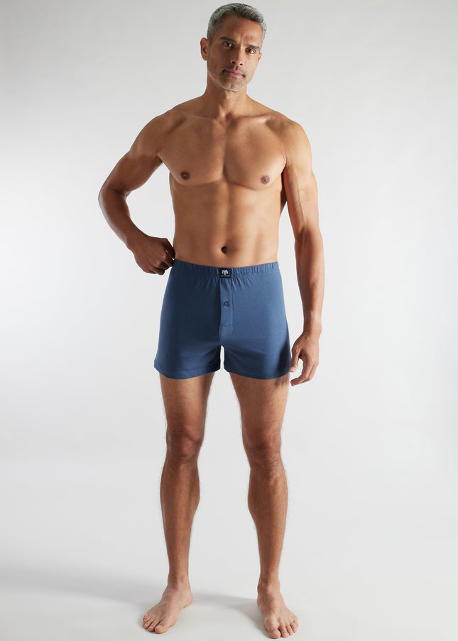 CECEBA men's boxer shorts, blue, plain, pack of 2