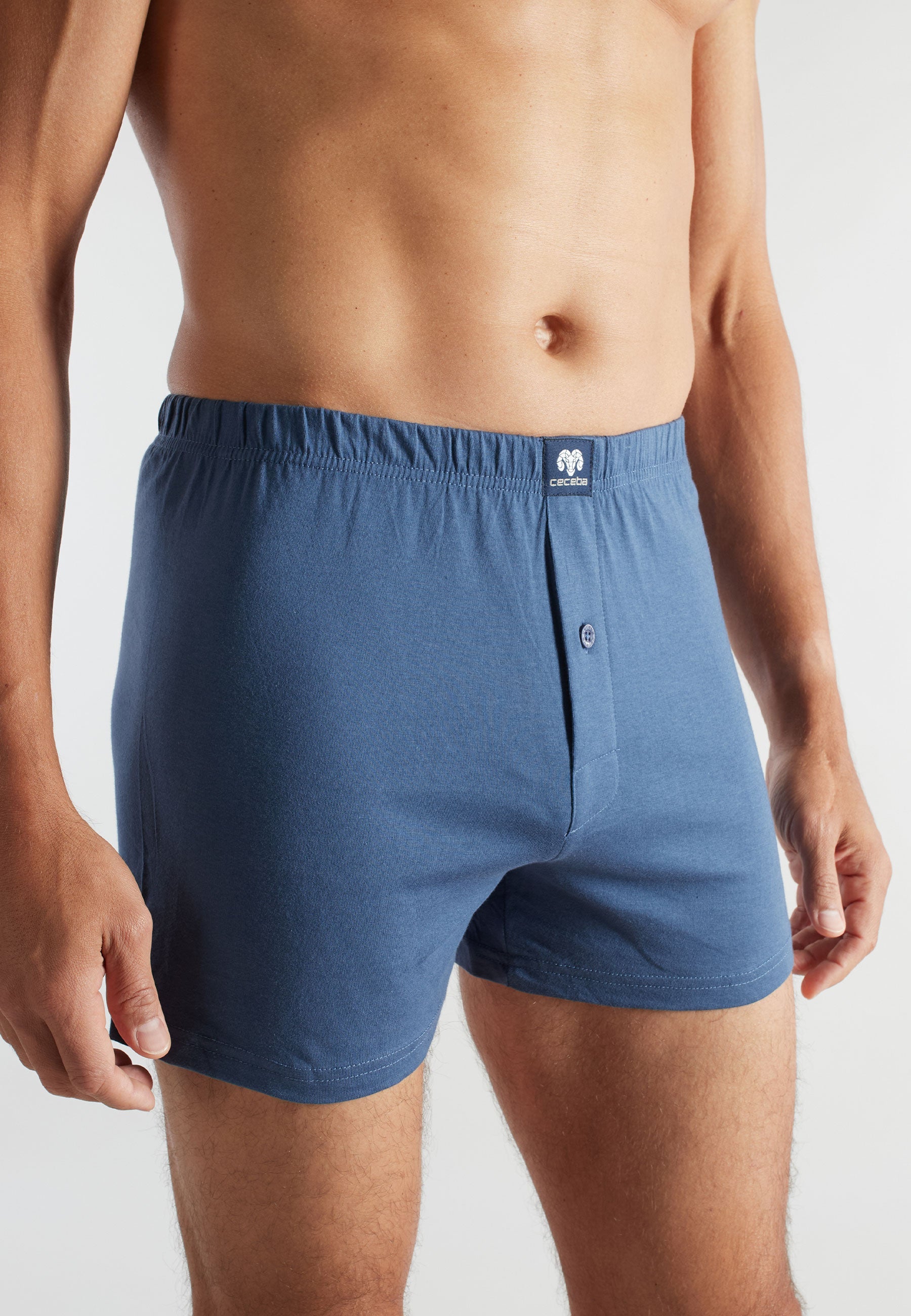 CECEBA Herren Boxershort blau uni 2er Pack