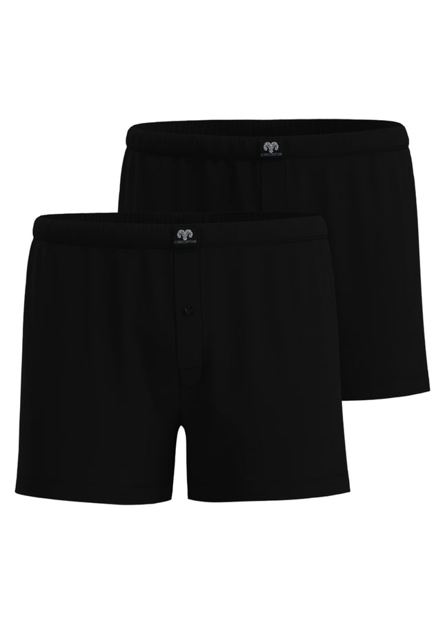 CECEBA men's boxer shorts black plain 2-pack