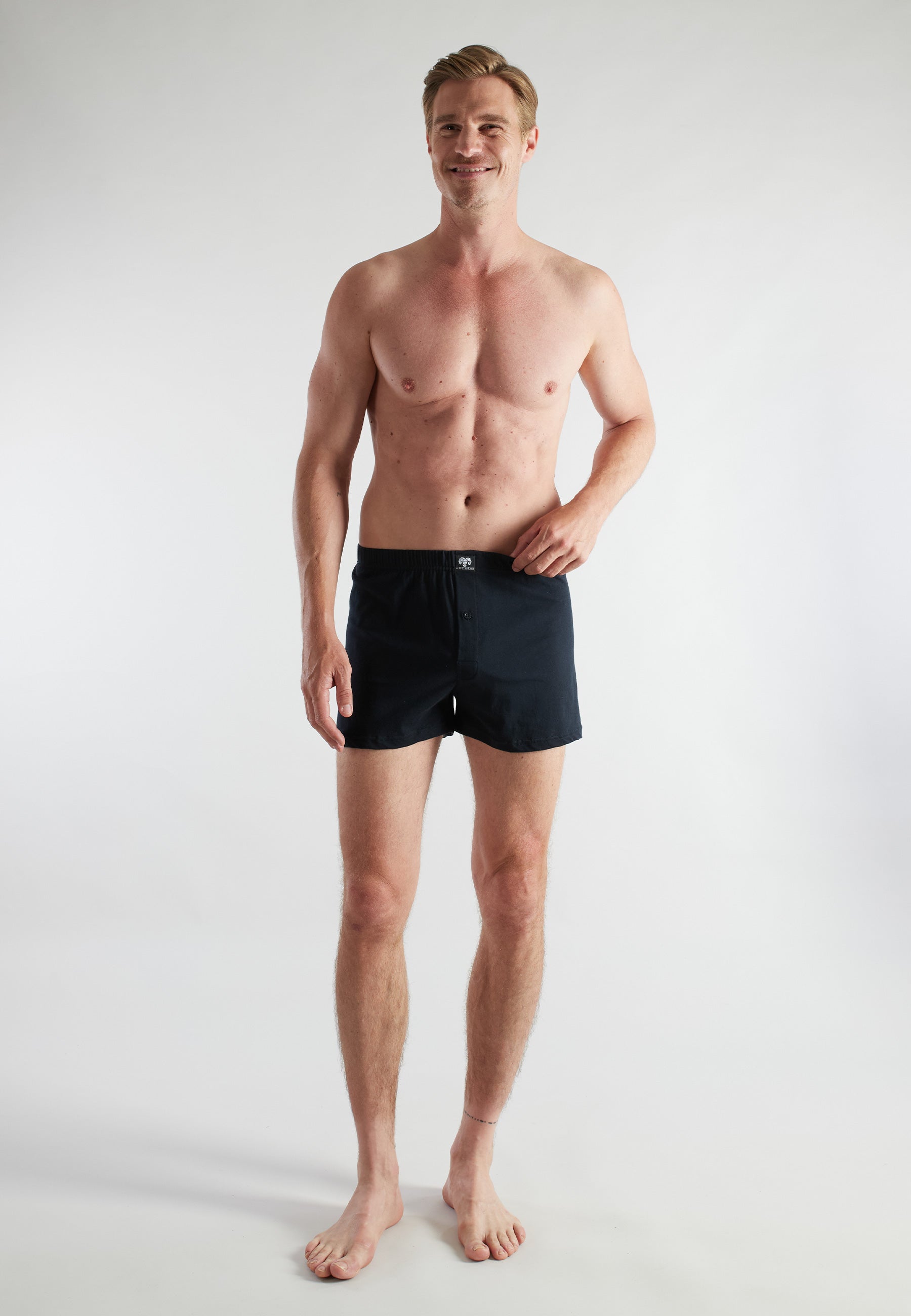 CECEBA Herren Boxershort schwarz uni 2er Pack