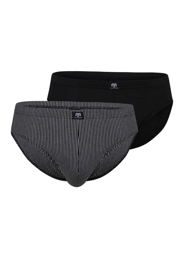 CECEBA Herren Slip schwarz längsgestreift 2er Pack