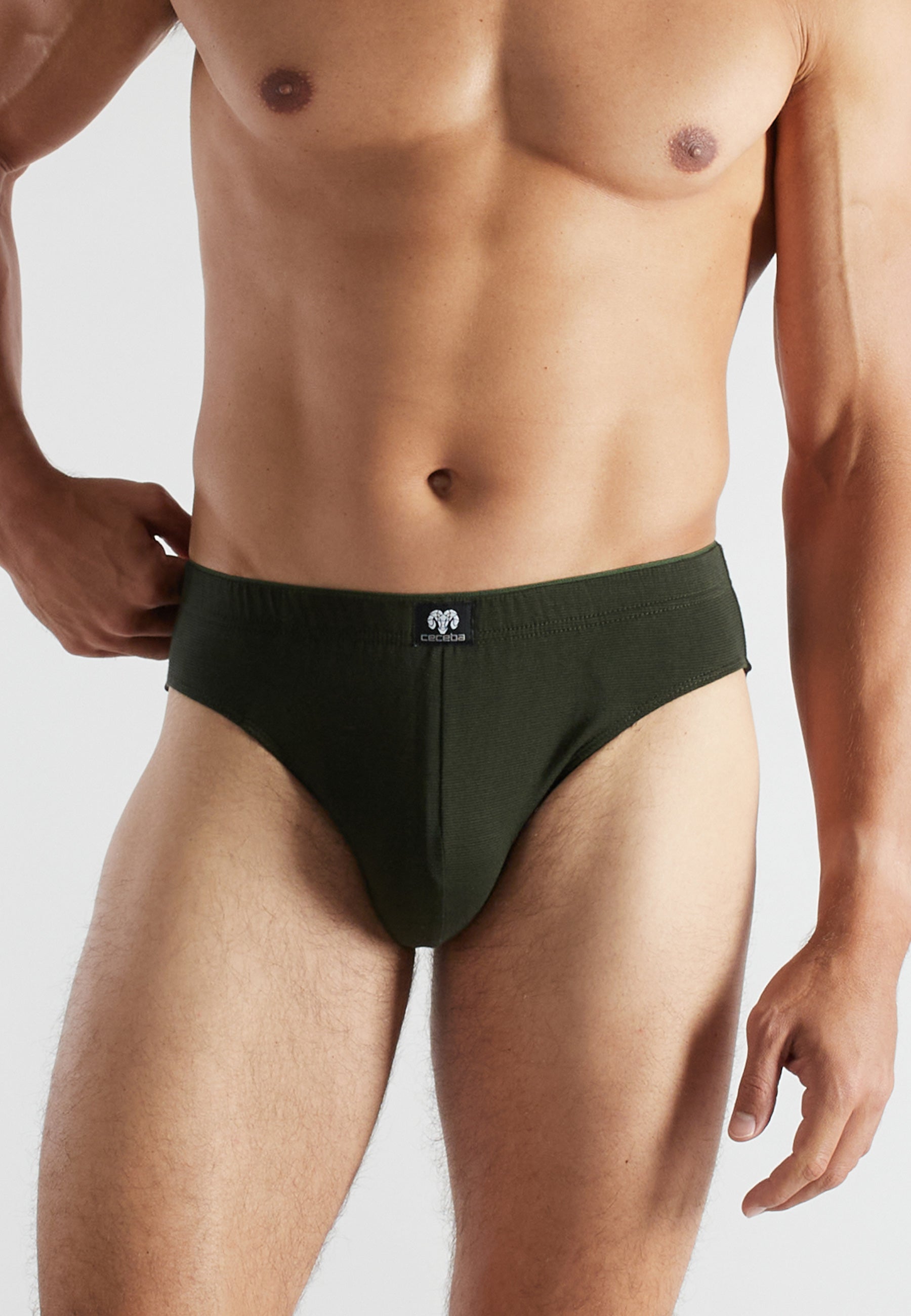 CECEBA Herren Slip grün uni 2er Pack