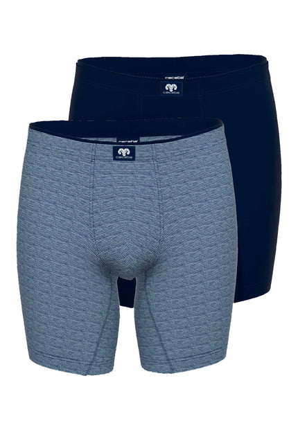 CECEBA Herren Long-Pants blau uni 2er Pack