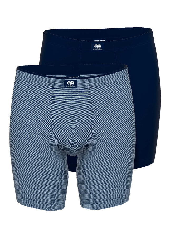 CECEBA Herren Long-Pants blau uni 2er Pack