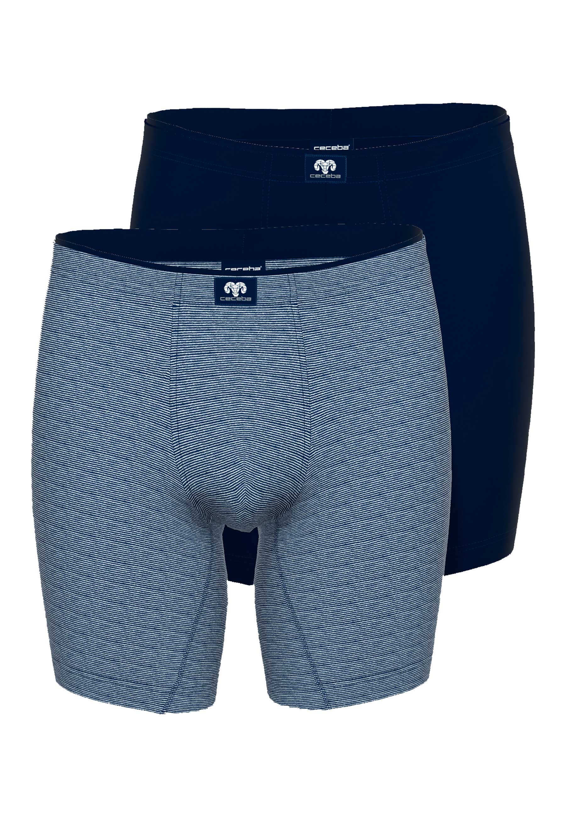 CECEBA Herren Long-Pants blau uni 2er Pack