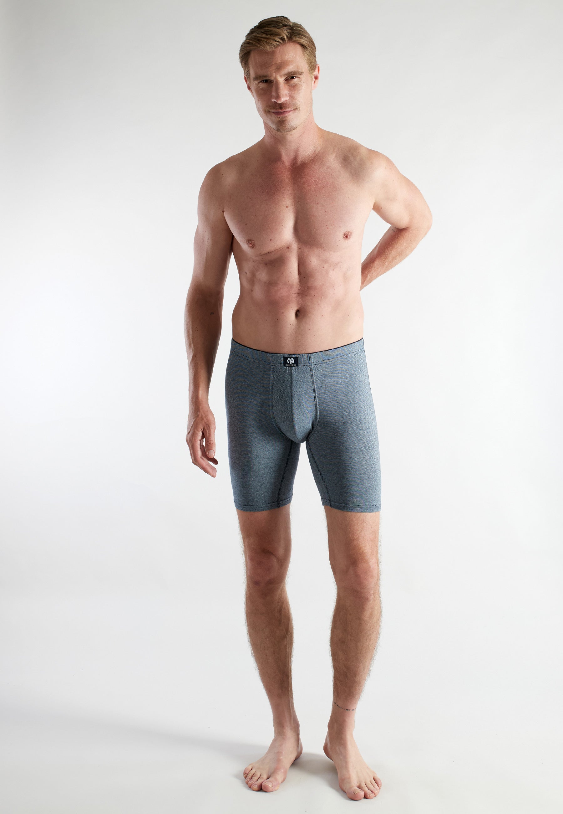 CECEBA Herren Long-Pants blau uni 2er Pack