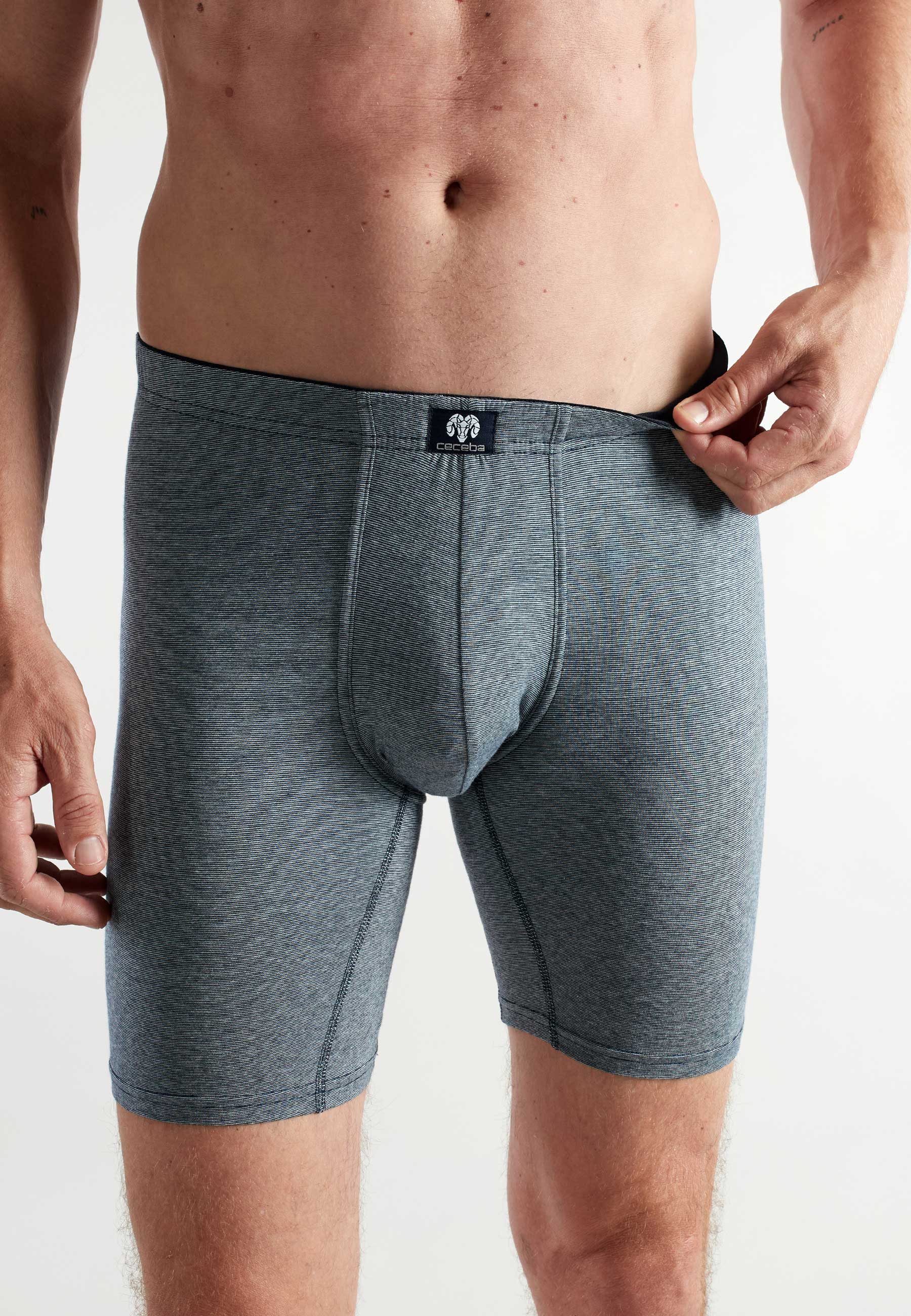 CECEBA Herren Long-Pants blau uni 2er Pack