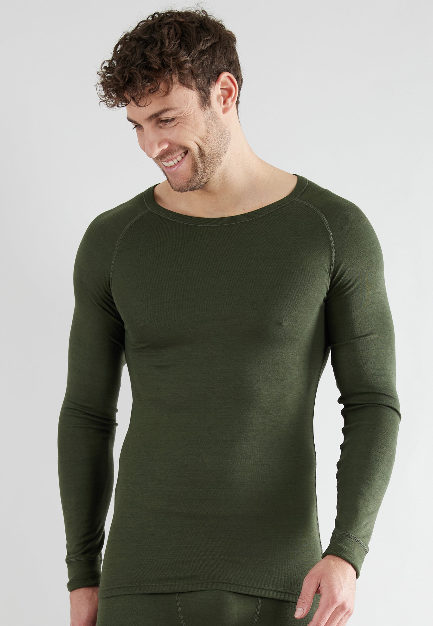 CECEBA men's long-sleeved green plain