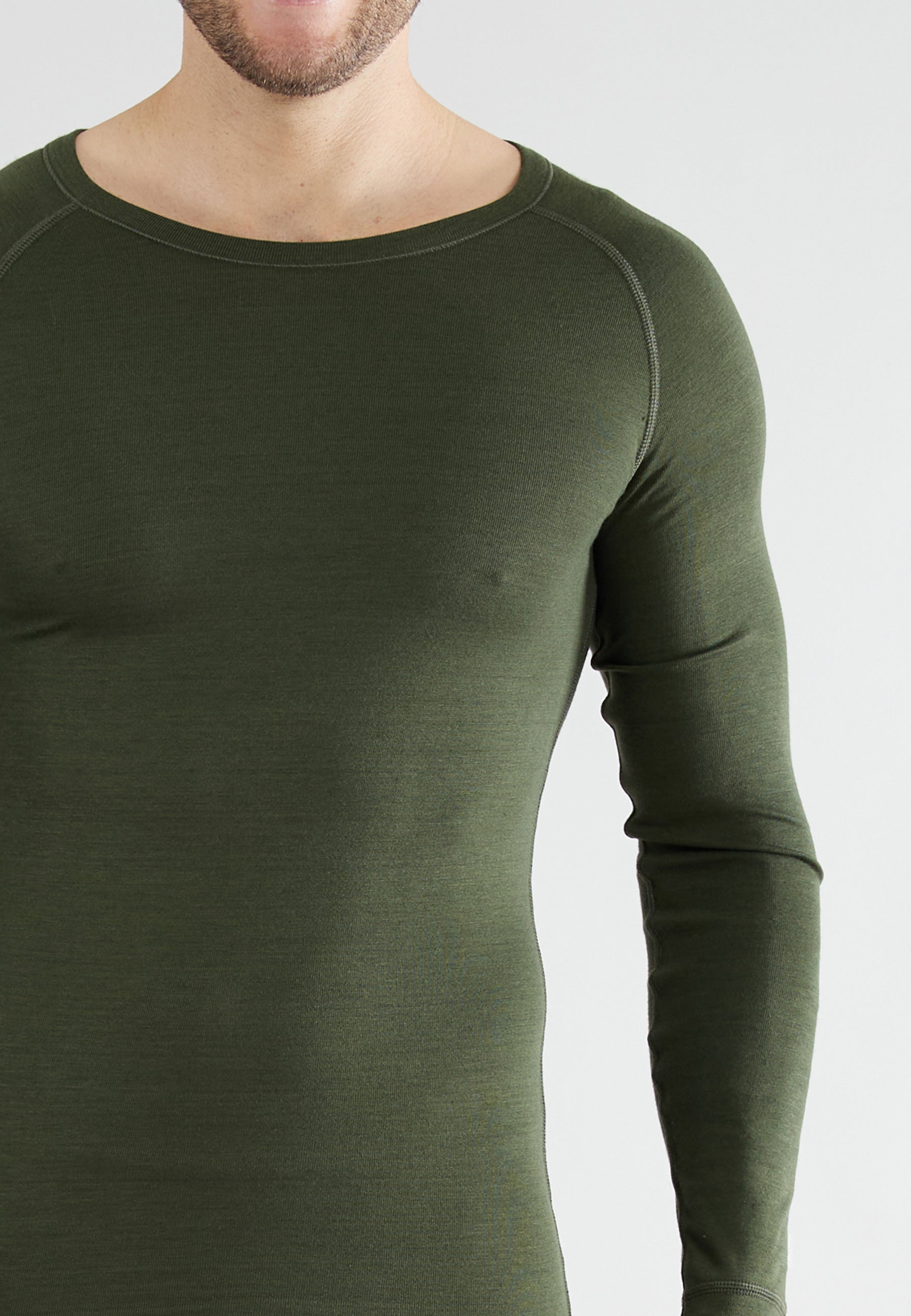 CECEBA men's long-sleeved green plain