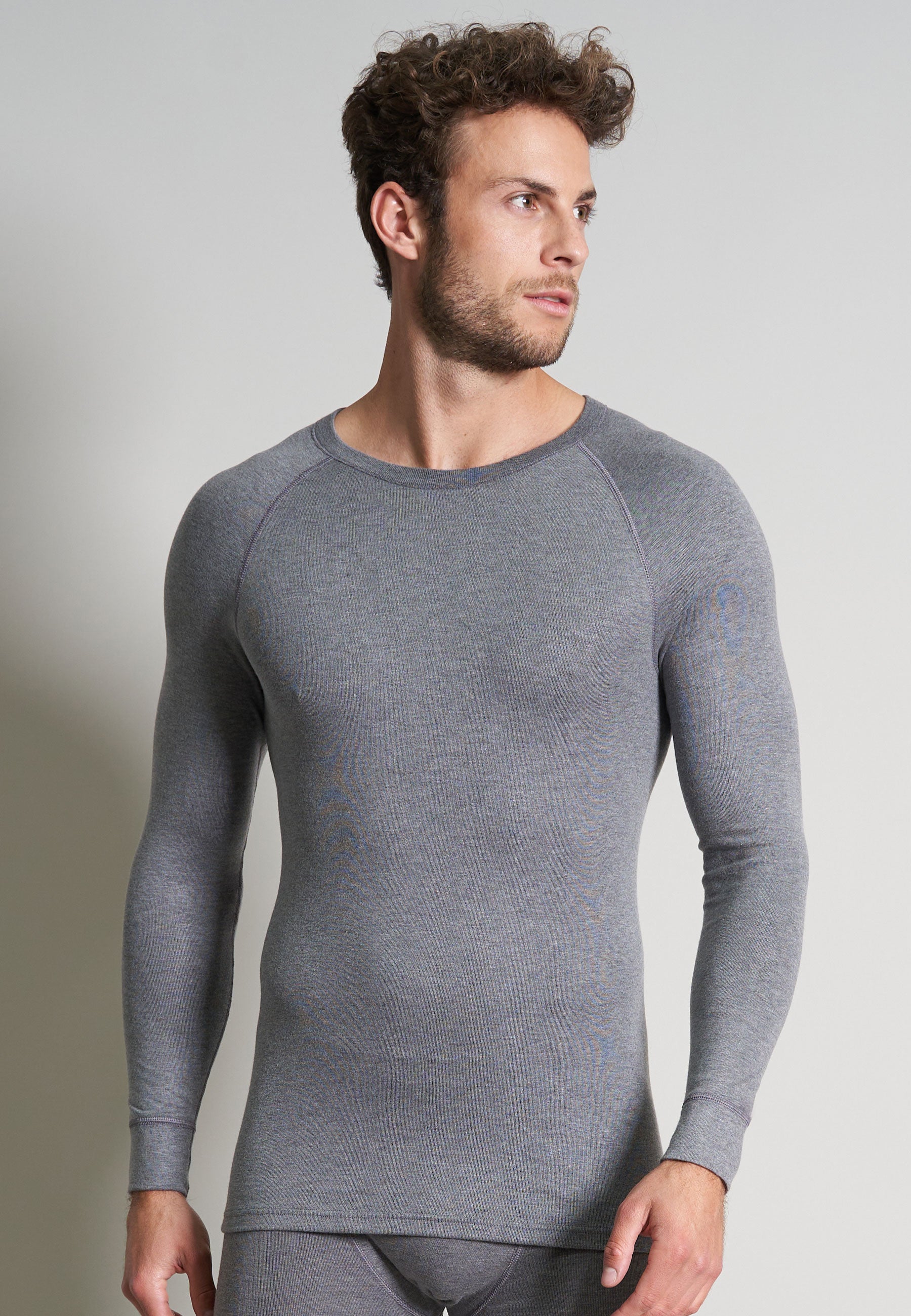 CECEBA Herren Longsleeve grau uni