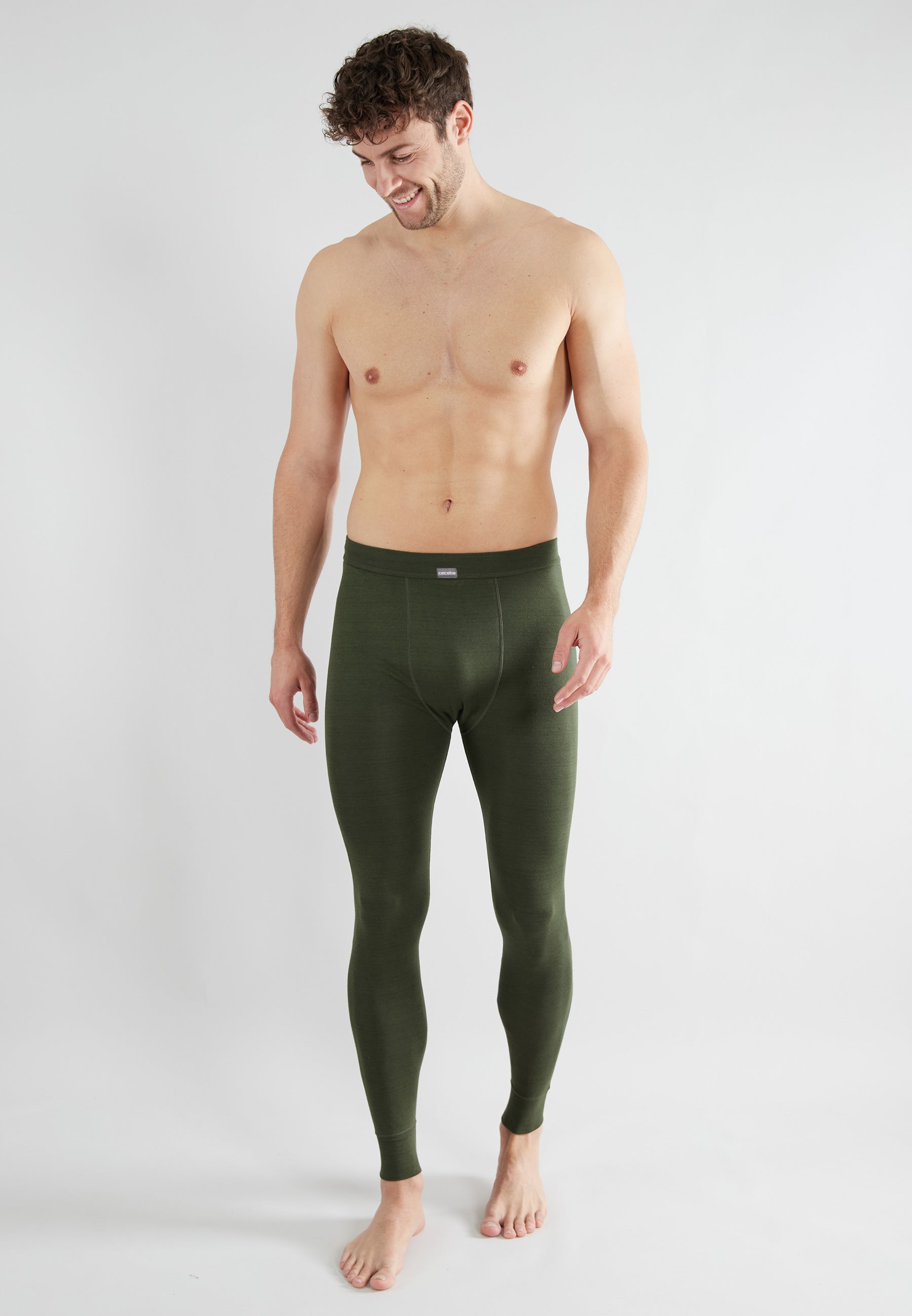 CECEBA Herren lange Unterhose grün uni