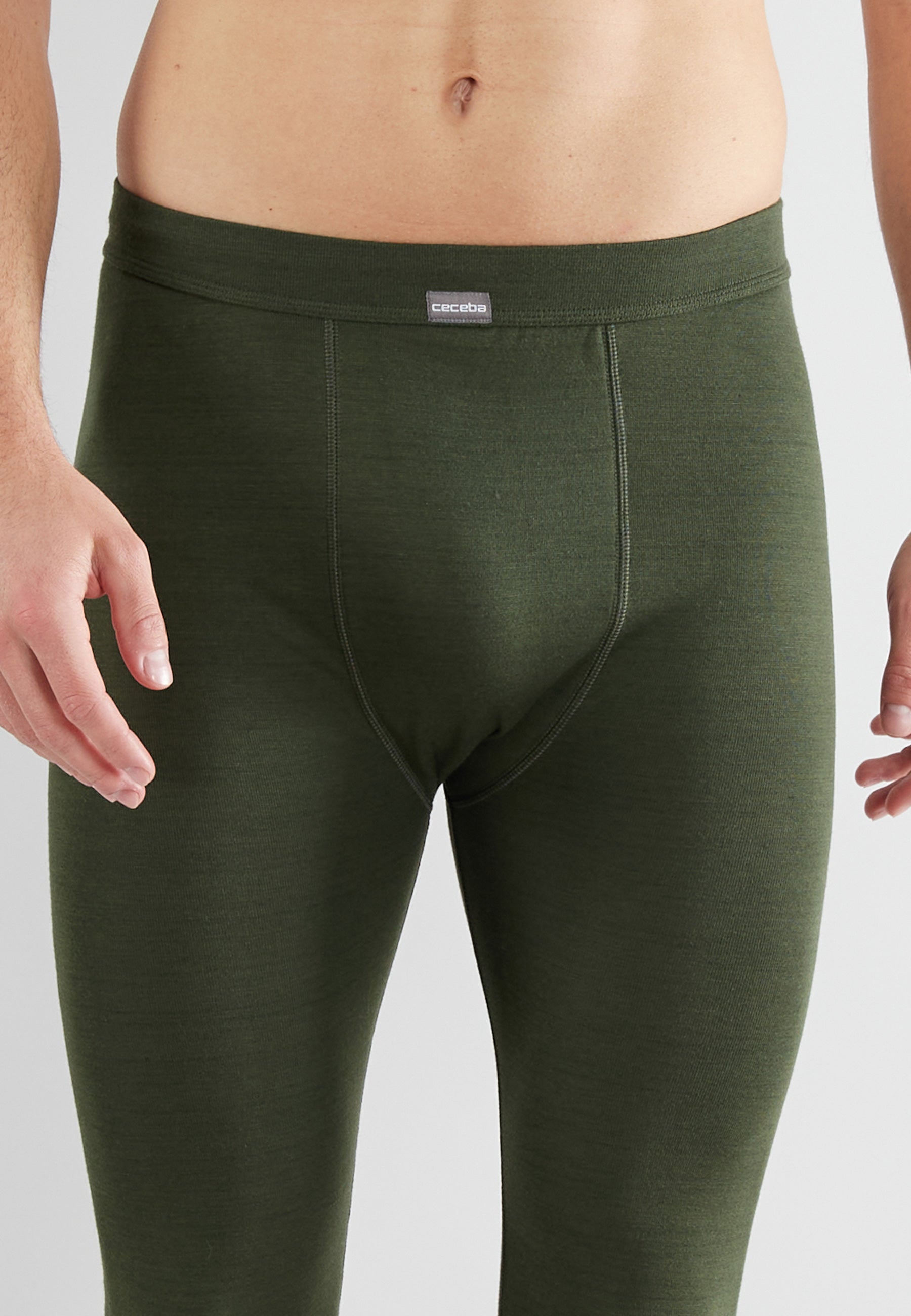 CECEBA Herren lange Unterhose grün uni