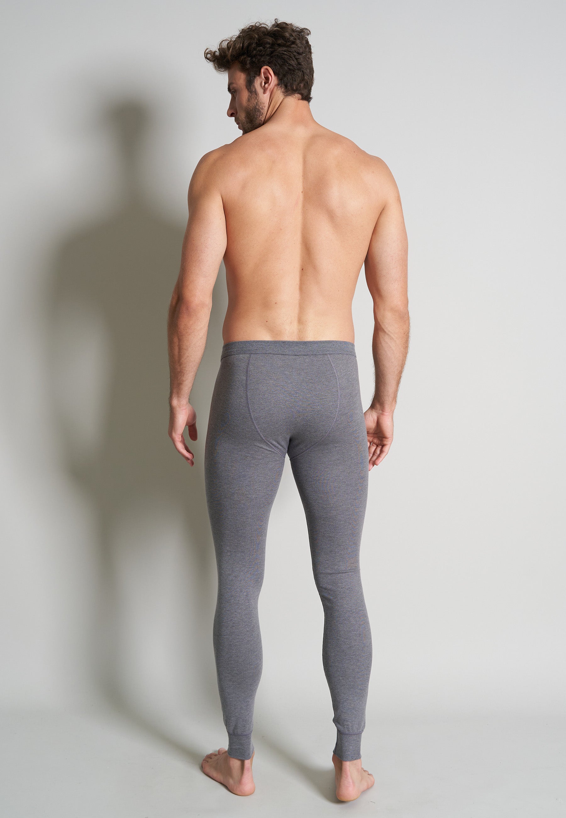CECEBA Herren lange Unterhose grau uni