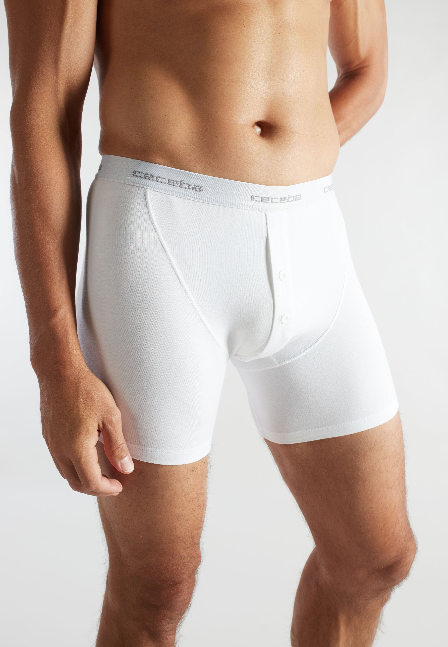 CECEBA Herren Long-Pants weiß uni 2er Pack