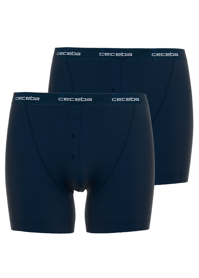 CECEBA Herren Long-Pants blau uni 2er Pack