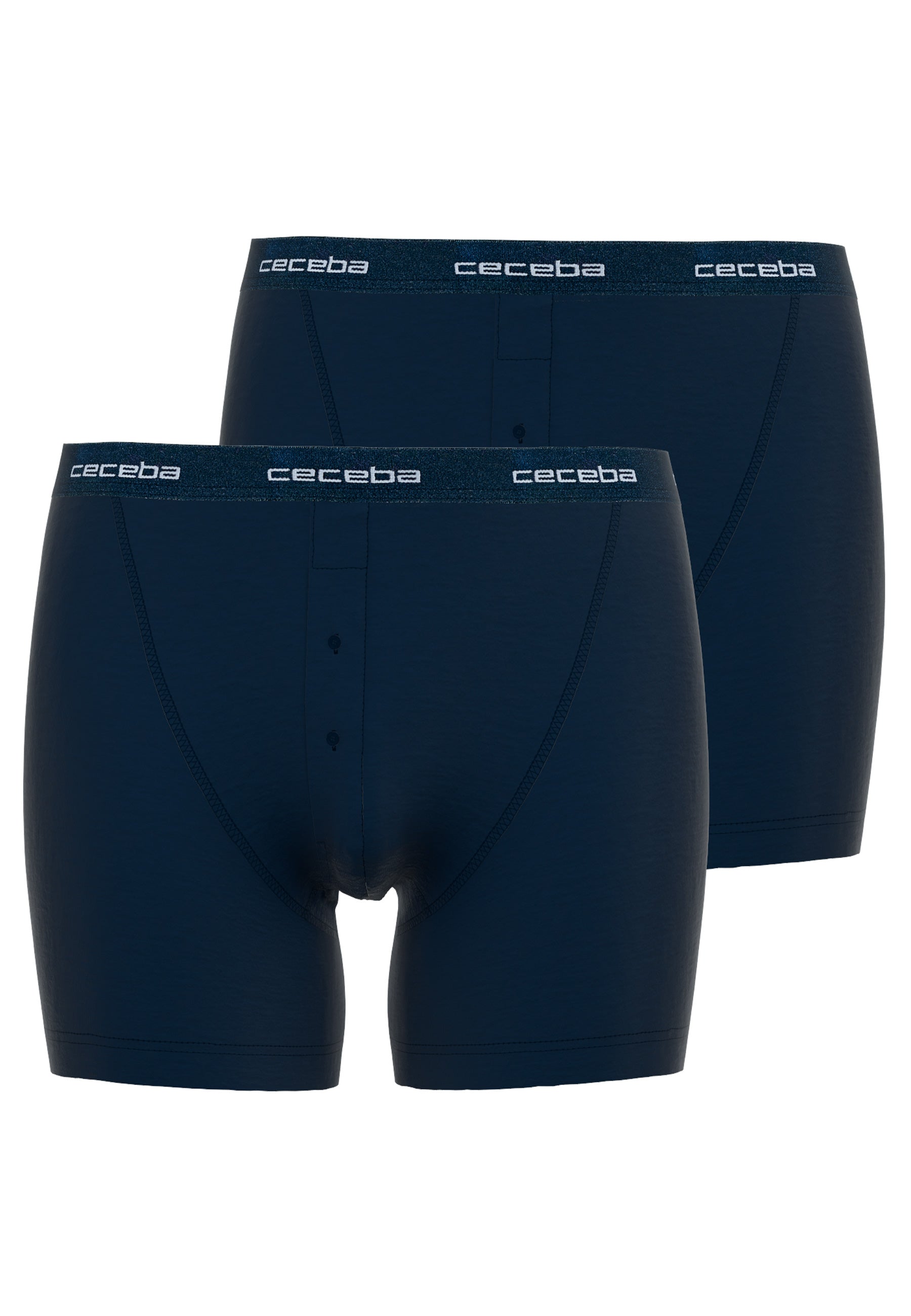 CECEBA Herren Long-Pants blau uni 2er Pack