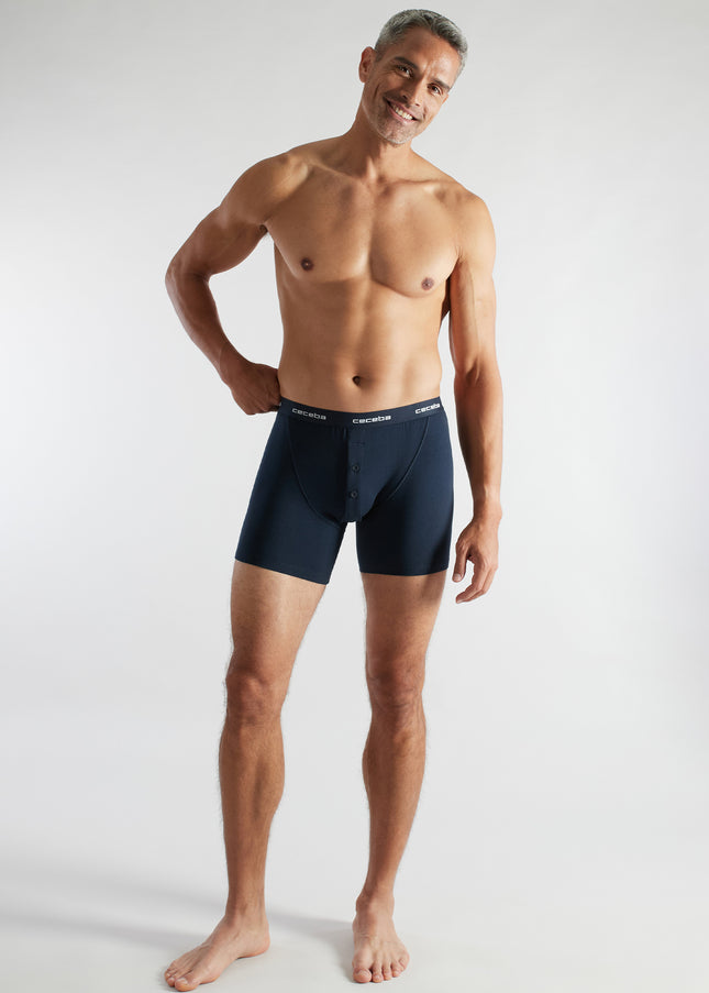 CECEBA Herren Long-Pants blau uni 2er Pack