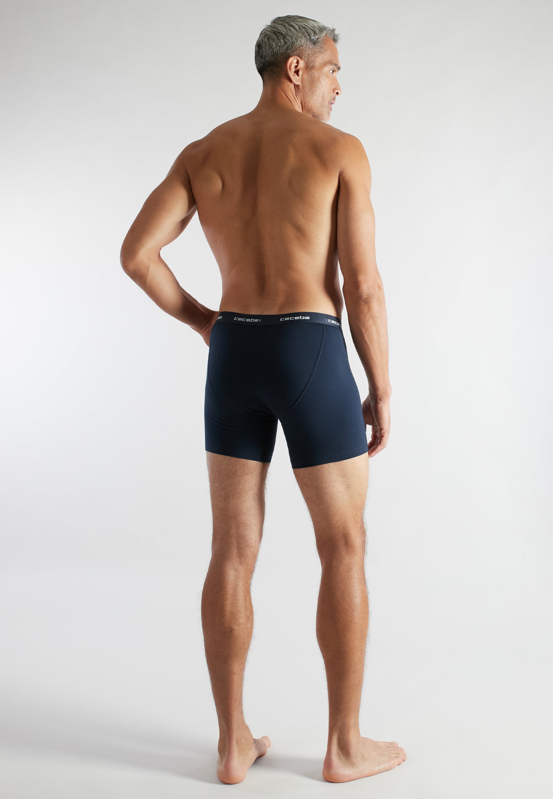 CECEBA Herren Long-Pants blau uni 2er Pack