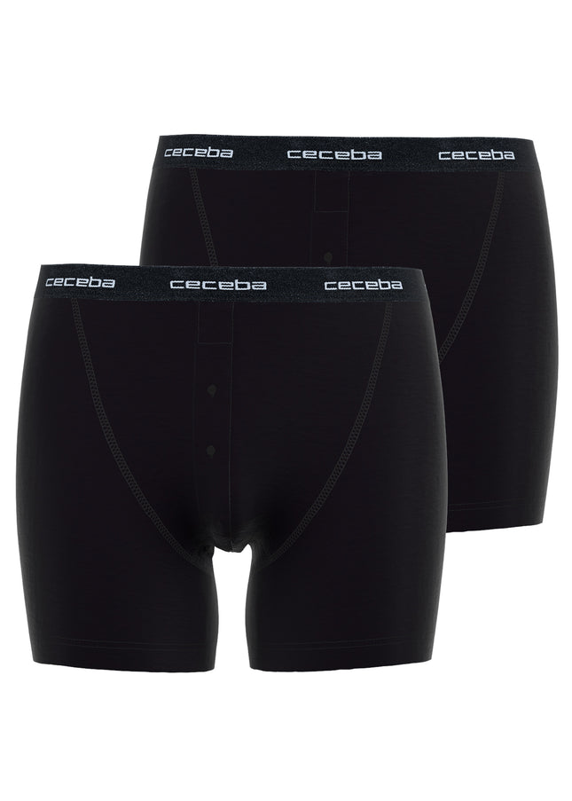 CECEBA Herren Long-Pants schwarz uni 2er Pack