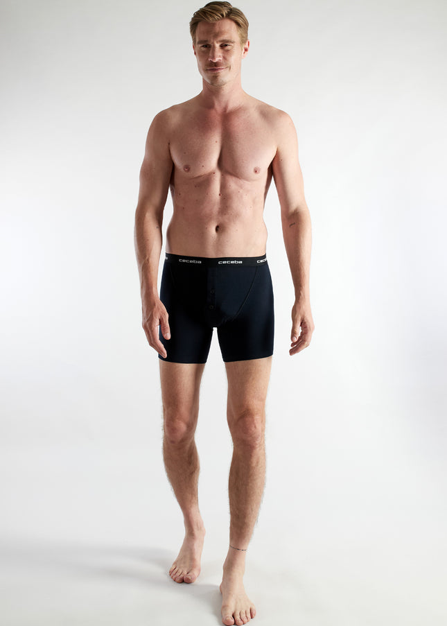 CECEBA Herren Long-Pants schwarz uni 2er Pack