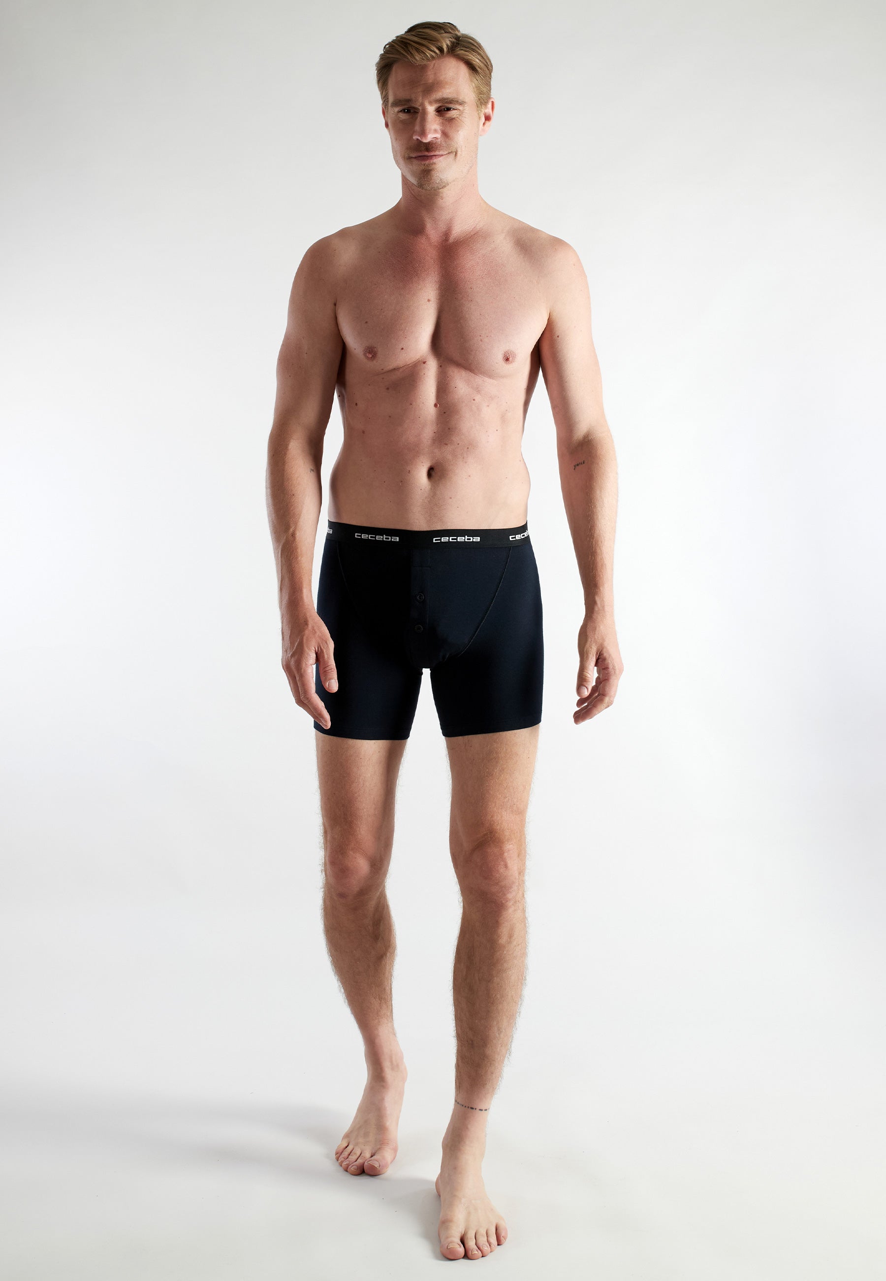 CECEBA Herren Long-Pants schwarz uni 2er Pack