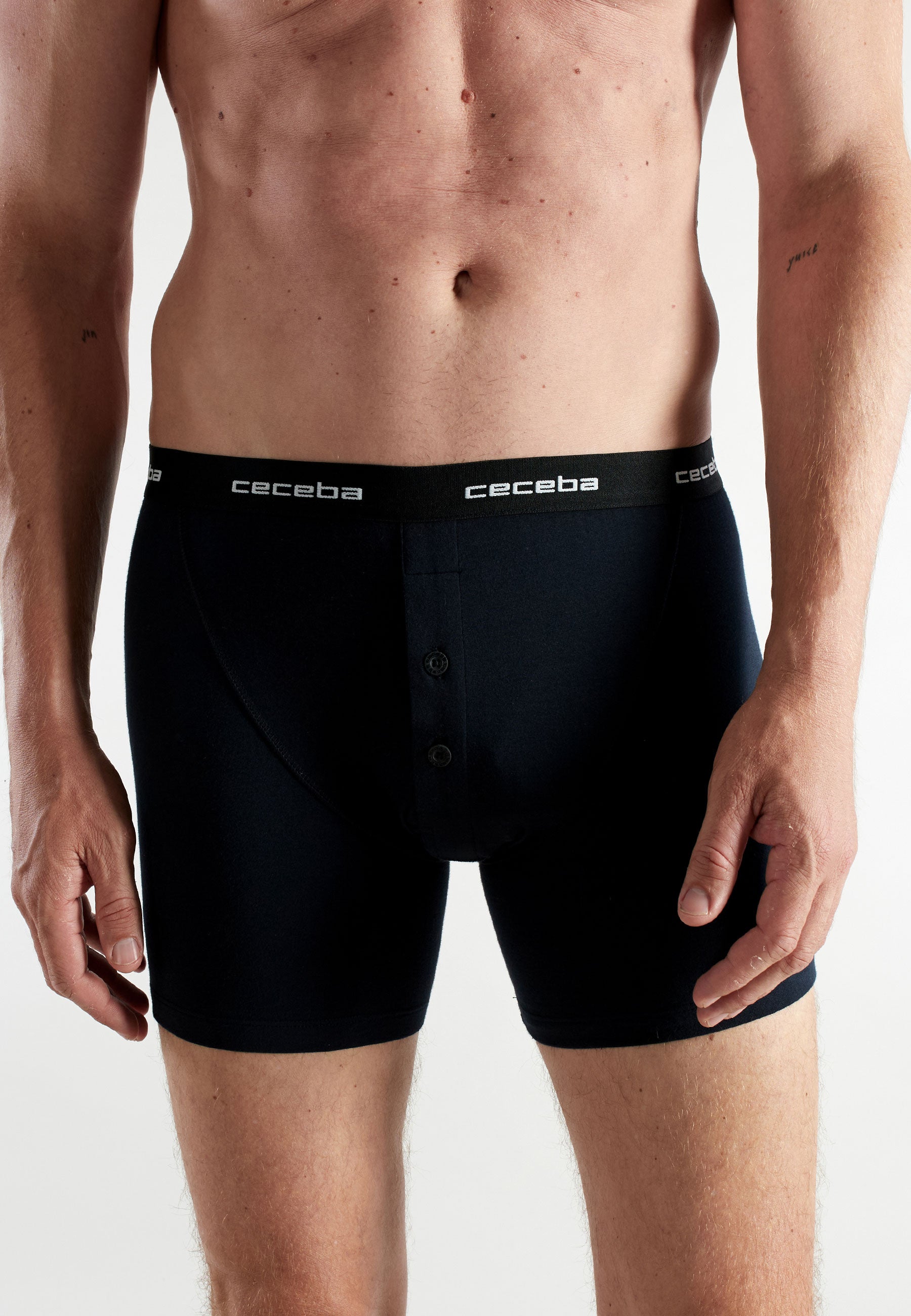 CECEBA Herren Long-Pants schwarz uni 2er Pack