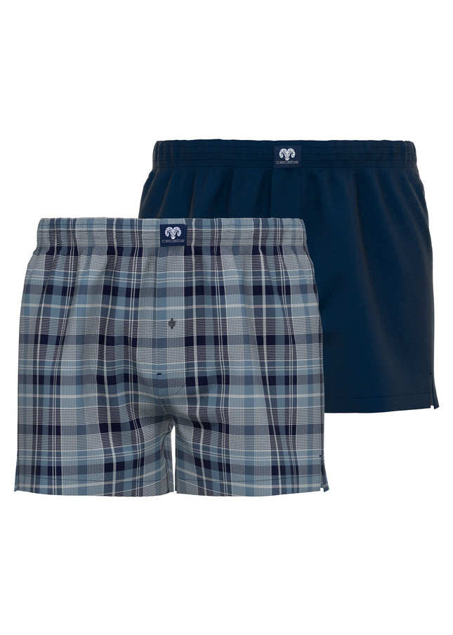 CECEBA men's boxer shorts, blue, plain, pack of 2