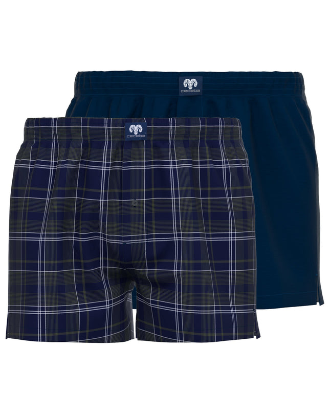 CECEBA Herren Boxershort blau uni 2er Pack