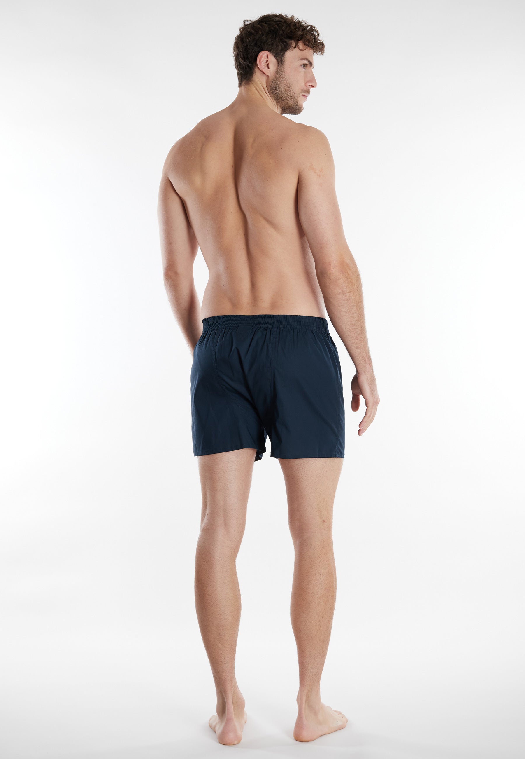 CECEBA men's boxer shorts, blue, plain, pack of 2