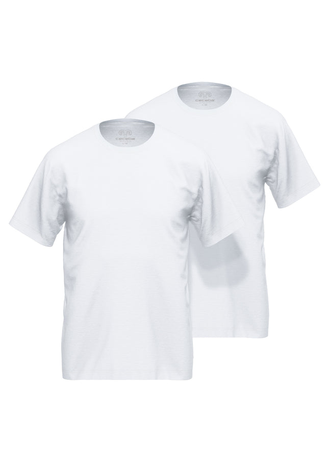 CECEBA Herren Shirt weiß uni 2er Pack