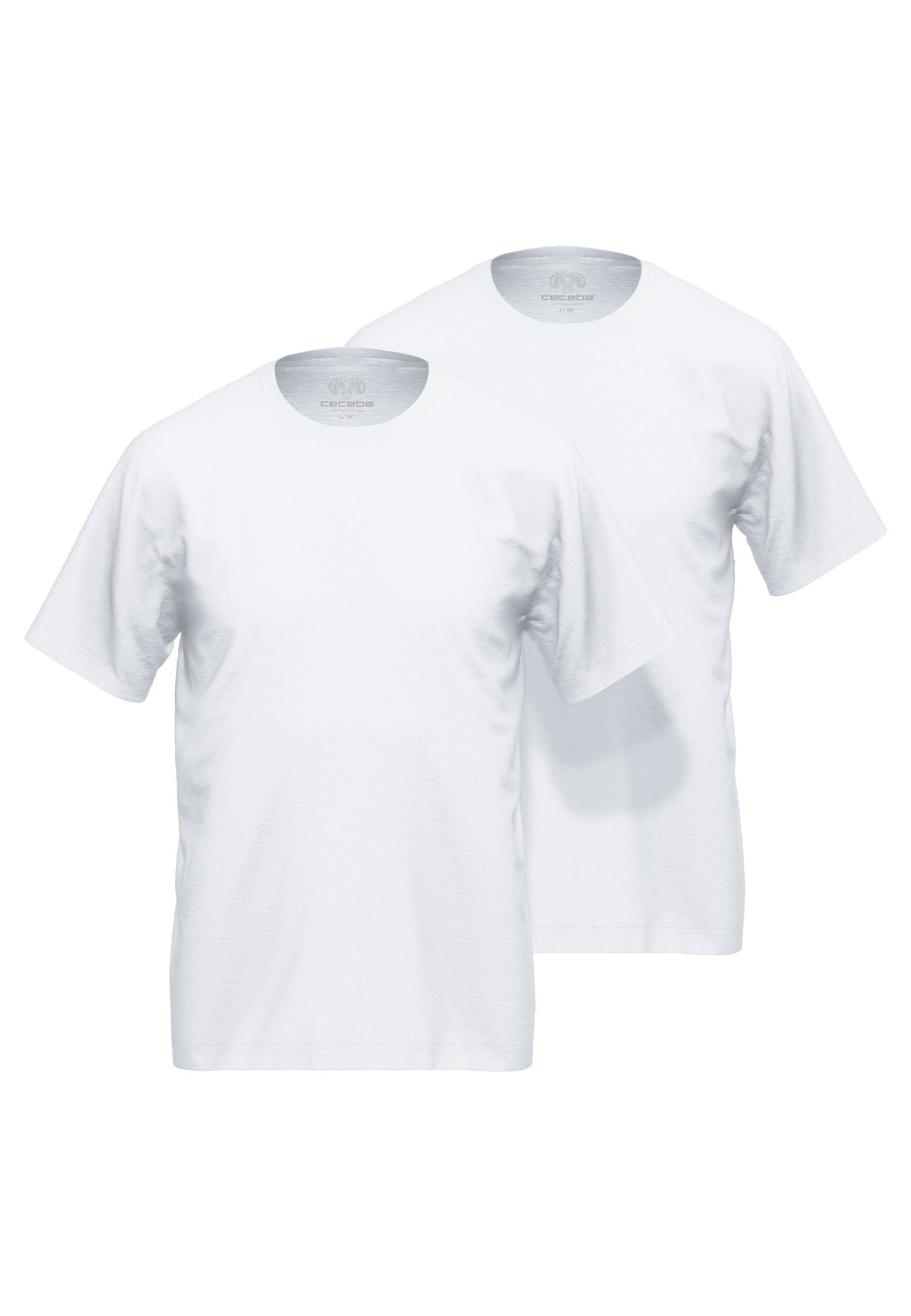 CECEBA Herren Shirt weiß uni 2er Pack