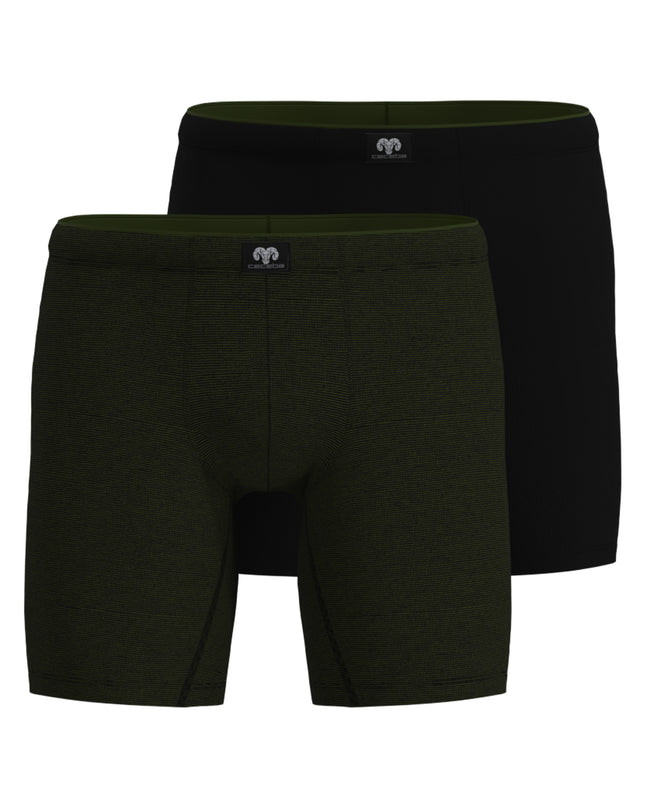 CECEBA Herren Long-Pants grün quergestreift 2er Pack