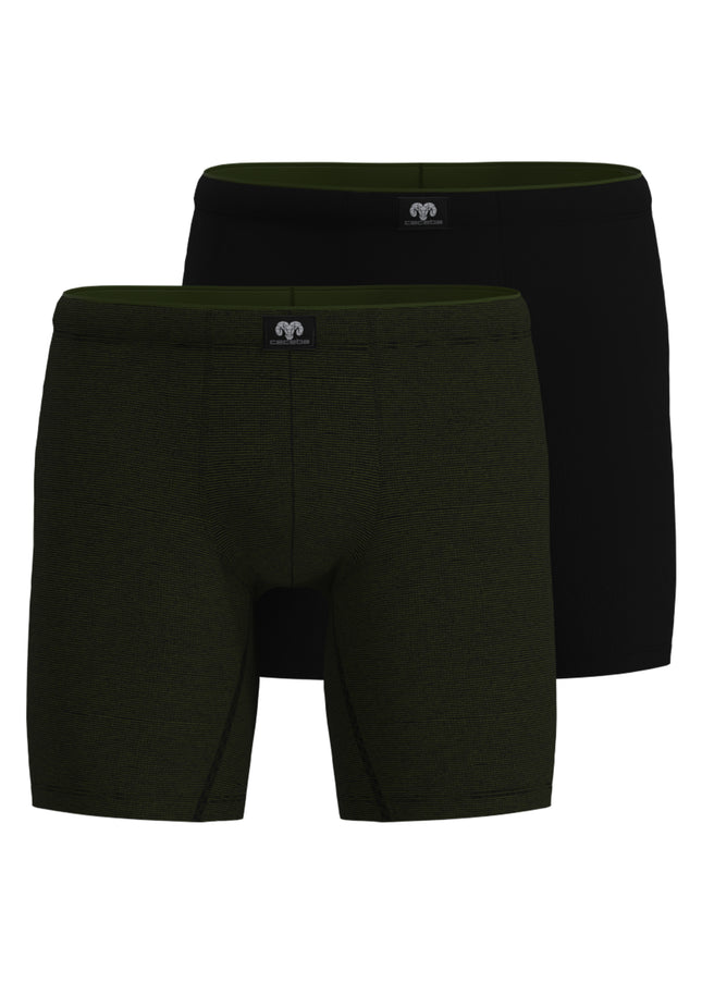 CECEBA Herren Long-Pants grün quergestreift 2er Pack