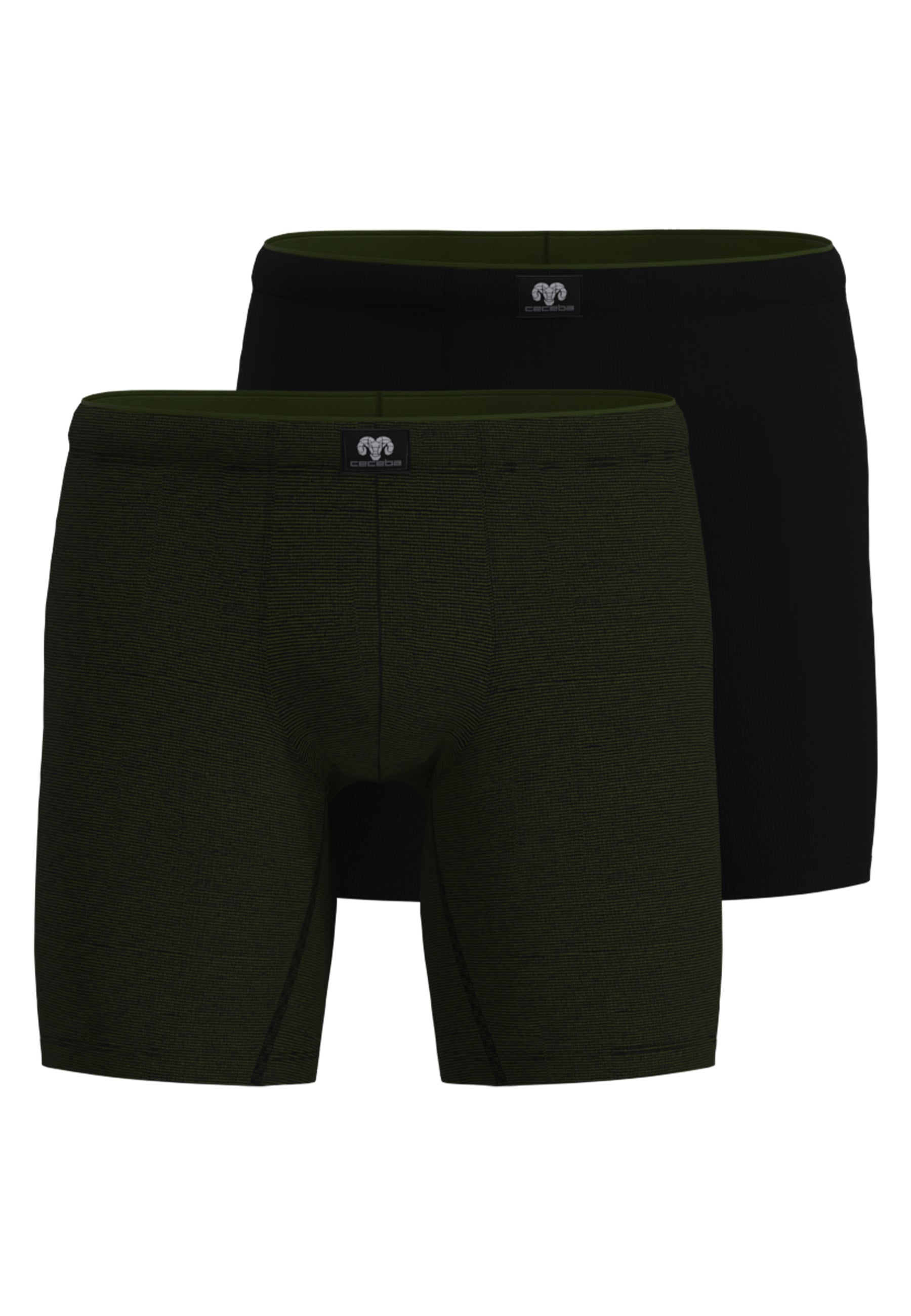 CECEBA Herren Long-Pants grün quergestreift 2er Pack