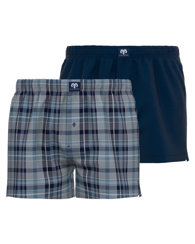 CECEBA Herren Boxershort blau uni 2er Pack