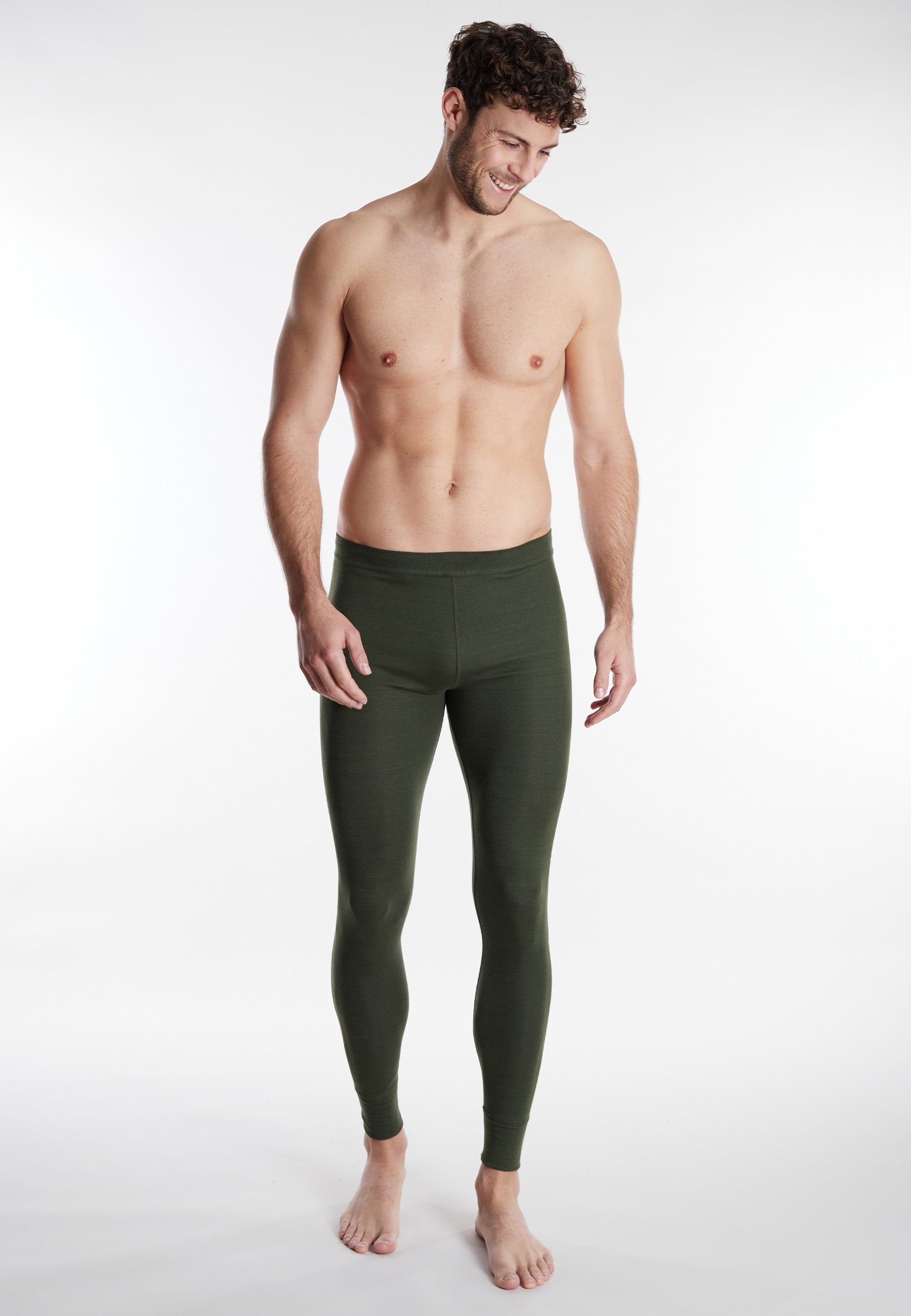 CECEBA Herren lange Unterhose grün uni