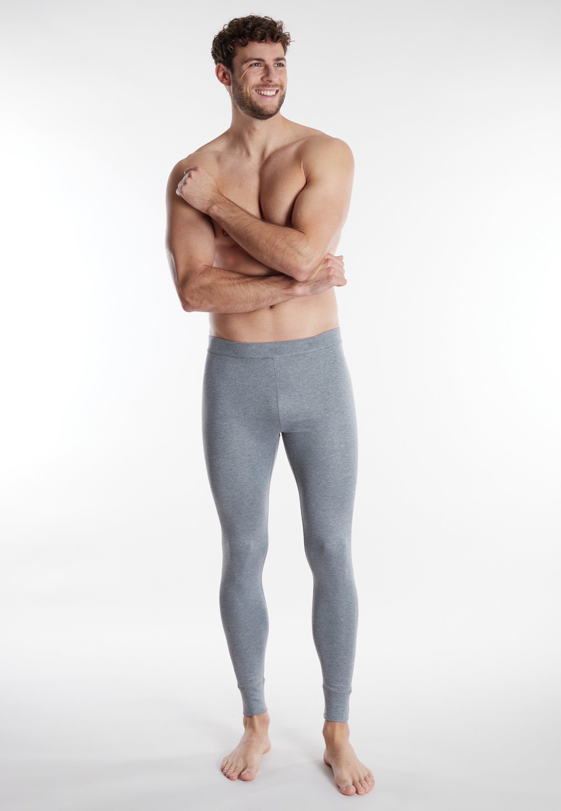 CECEBA Herren lange Unterhose grau uni